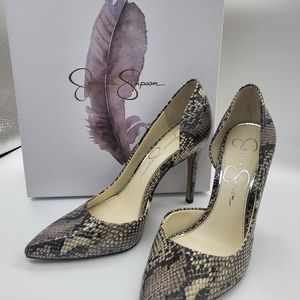 Jessica Simpson Glossy Snake Print Heels